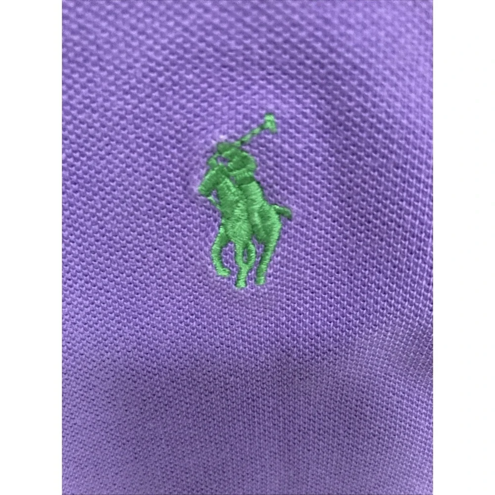 Polo Ralph Lauren Polo Shirt Mens Large Purple Custom Fit Vintage Green Pony